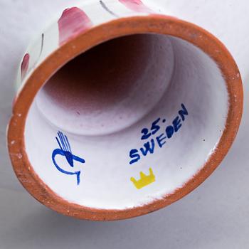 STIG LINDBERG, ljusstakar, 3 st, keramik, fajans 1940-tal, bl a fajansmålare Karin Gustavsson.