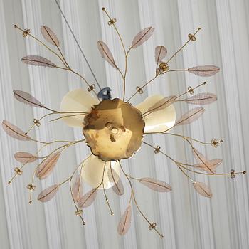 Paavo Tynell, a brass ceiling light, model 9029/3 for Taito OY, Finland 1950's.
