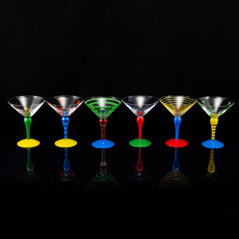 ANNE NILSSON, cocktail/martiniglas, 6 st, glas, "Clown", Orrefors.
