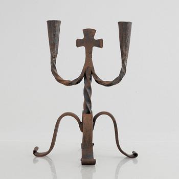 A two-light wrought-iron candlesticks, 20th century.