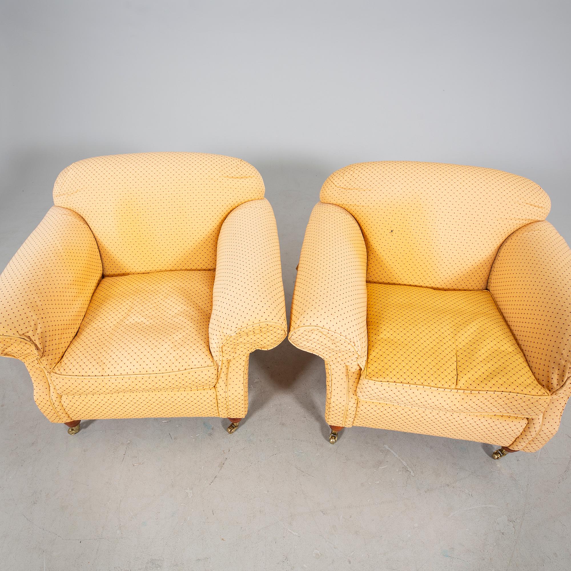 A pair of easy chairs mid 1900s/later part.