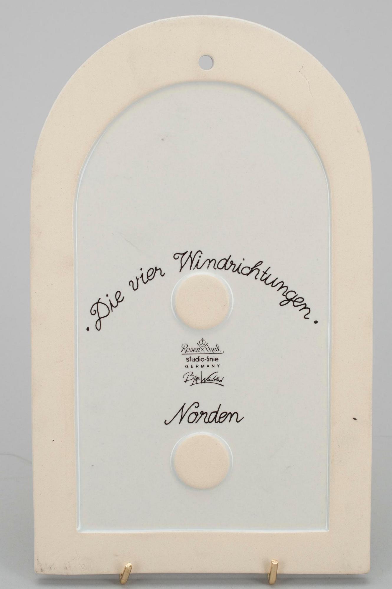 ROSENTHAL, SEINÄLAATTOJA, 4 kpl, keramiikkaa, sign. Björn Winblad, Rosenthal, Studio-Linie, Saksa 1900-luvun loppupuoli.