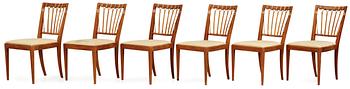 A set of six Josef Frank mahogany and , bamboo and ratten chairs, Svenskt Tenn,