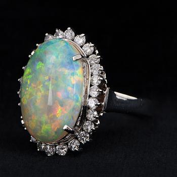Opal and brilliant-cut diamond cocktail ring.