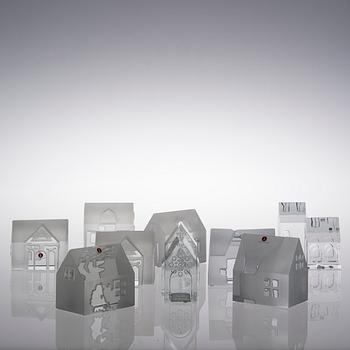 JORMA VENNOLA, GLASS SCULPTURES, 9 pcs, 