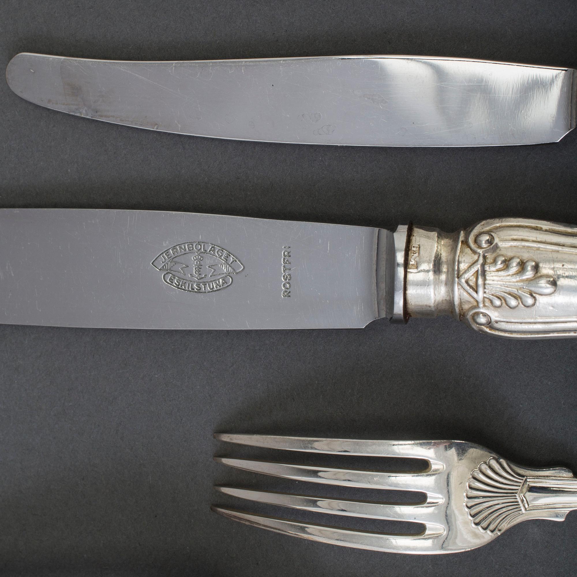 BESTICK, 42 delar, silver, modell Engelsk Snäck, 18/1900-tal.