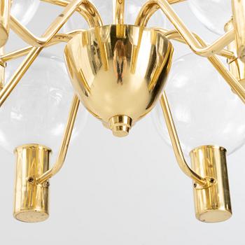Hans-Agne Jakobsson, a 'Patricia T-372-12' brass and glass chandelier, Markaryd second half of the 20th century.