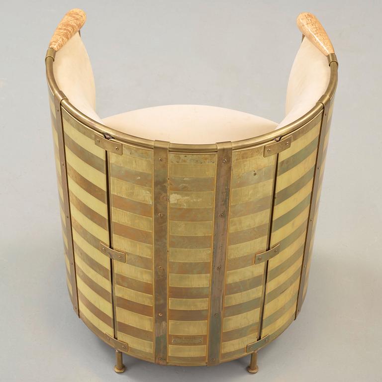 Mats Theselius, an 'El Dorado' brass and leather armchair, Källemo, Sweden, post 2002.