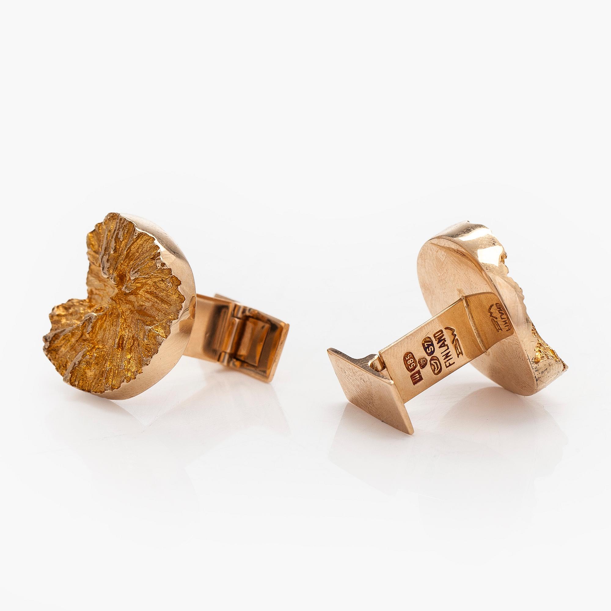 Björn Weckström, kalvosinnapit, "Pirunpyörät", 14K kultaa, Lapponia 1971.