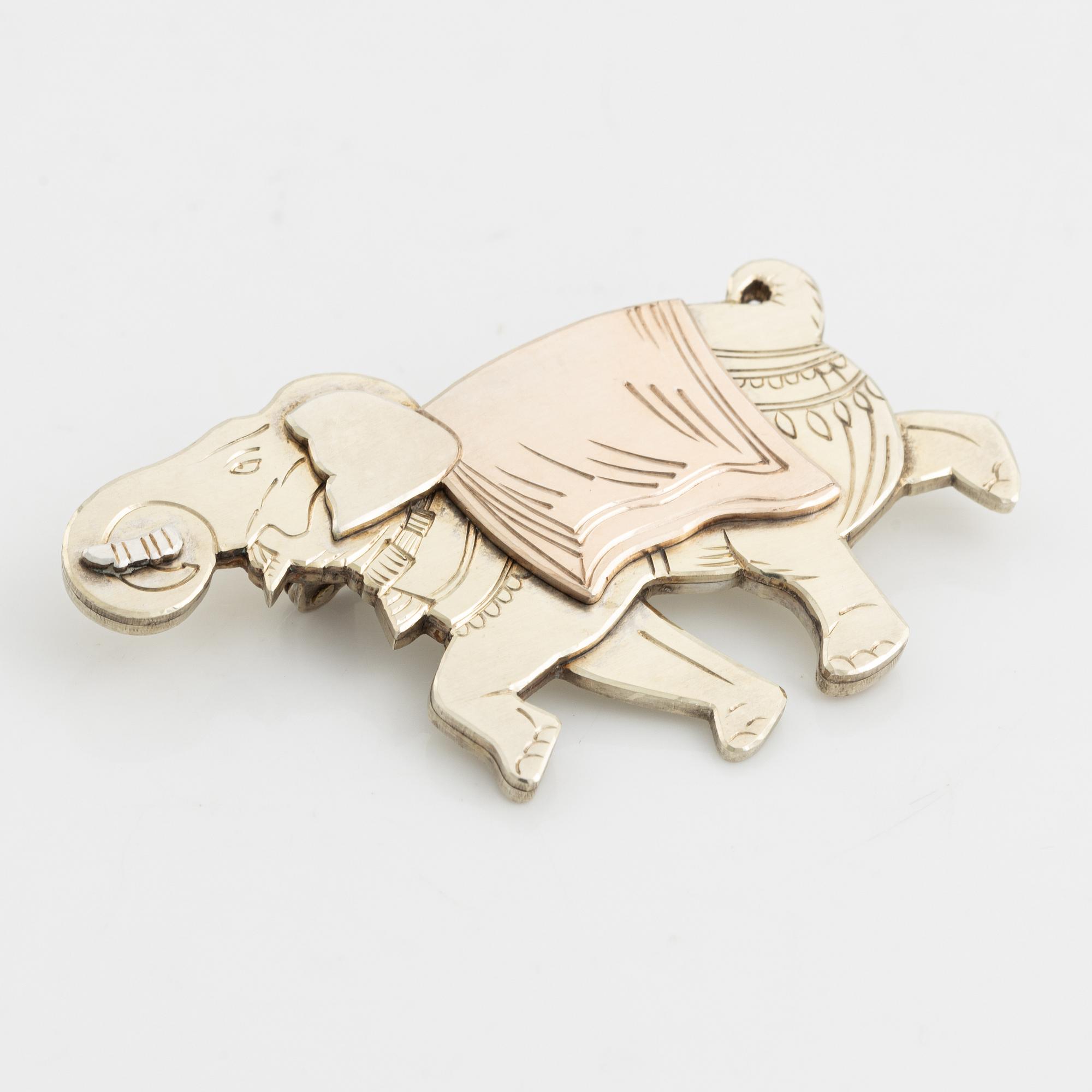 Wiwen Nilsson, brosch sterlingsilver i form av en elefant,  Lund 1961.