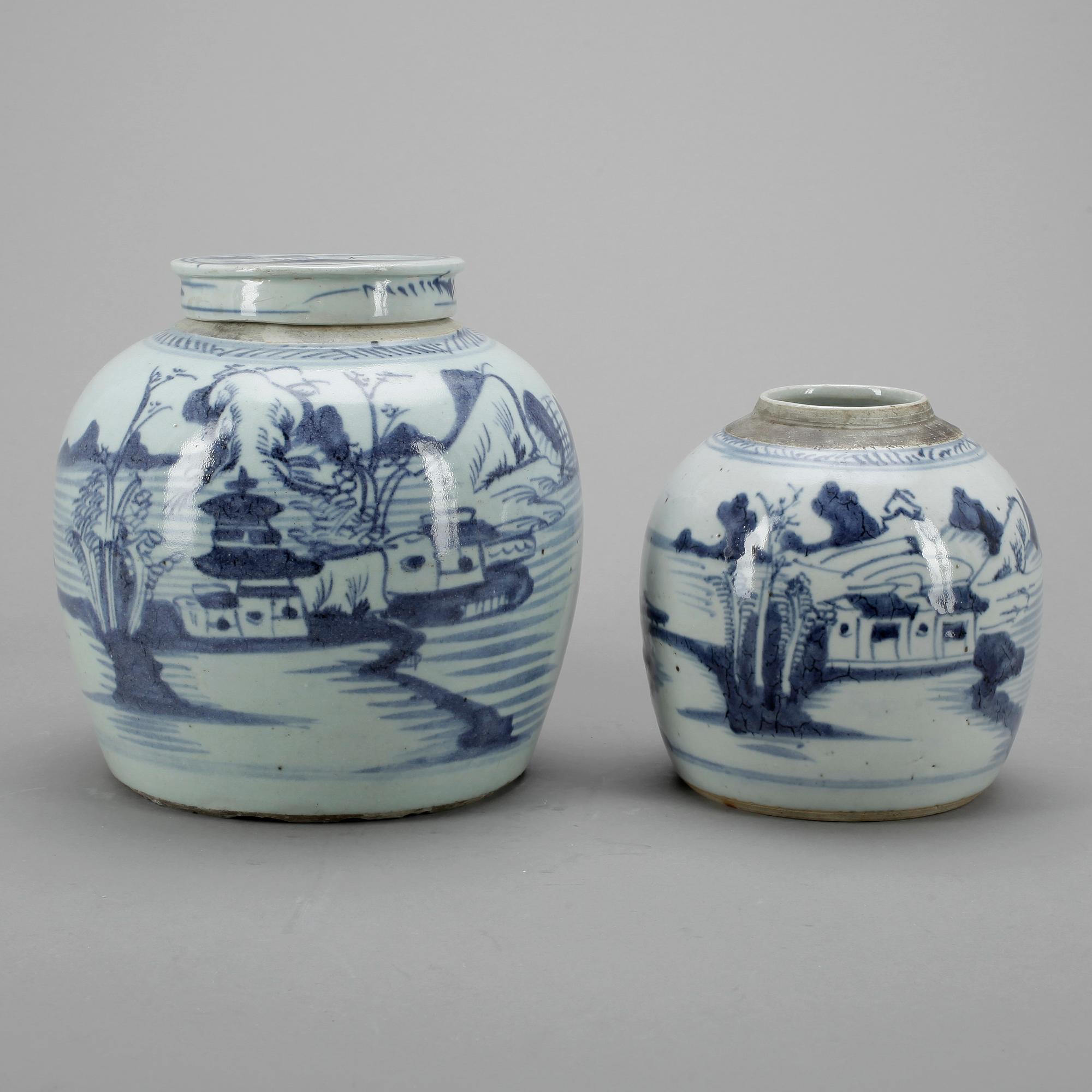 BOJANER, 2 st, porslin, Kina, 1800-tal.