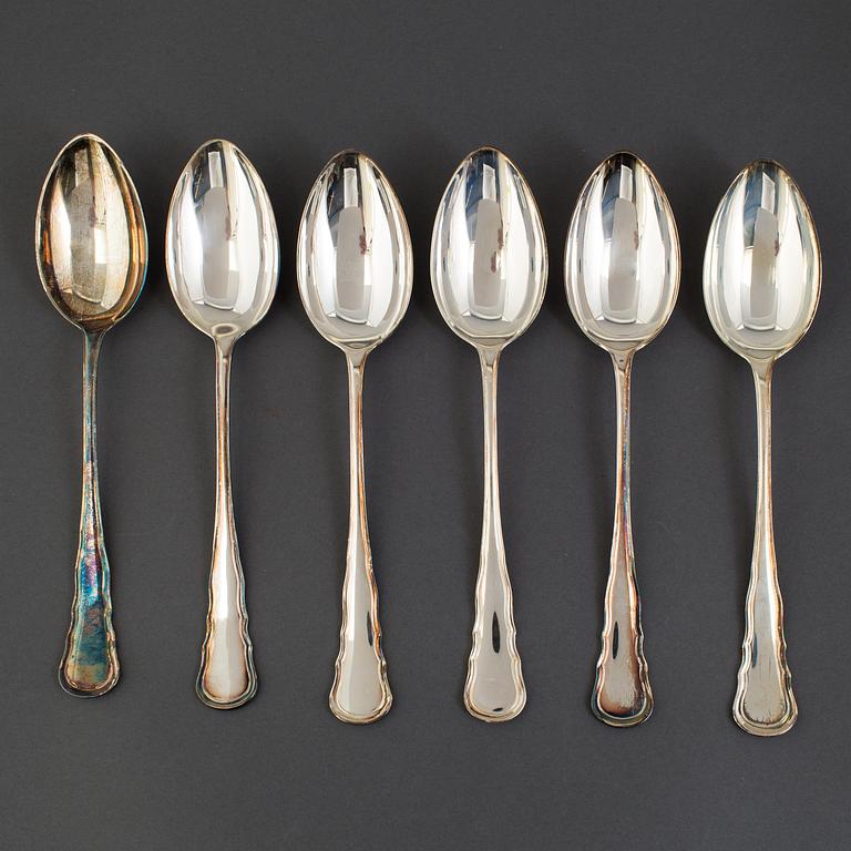 CG HALLBERG, skedar, 6 st, silver, Stockholm, 1920/30-tal.