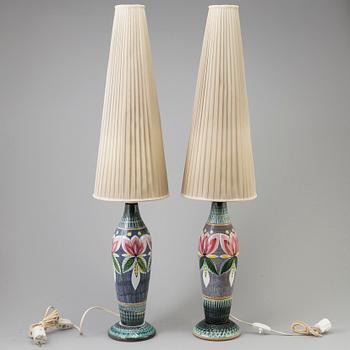 Two similar 20th century ceramic table lamps, Tilgmans Keramik, Sweden.