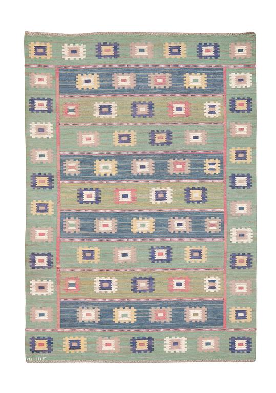 Märta Måås-Fjetterström, a carpet, "Grön äng", flat weave, ca 291 x 207 cm, signed AB MMF.