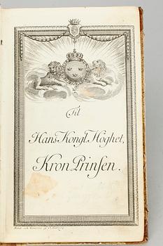 ABC-BOK, "Barnabok Hans Kongl Höghet Kronprinsen i underdånighet tilägnad" av Johan Wellander, möjligen 1780.