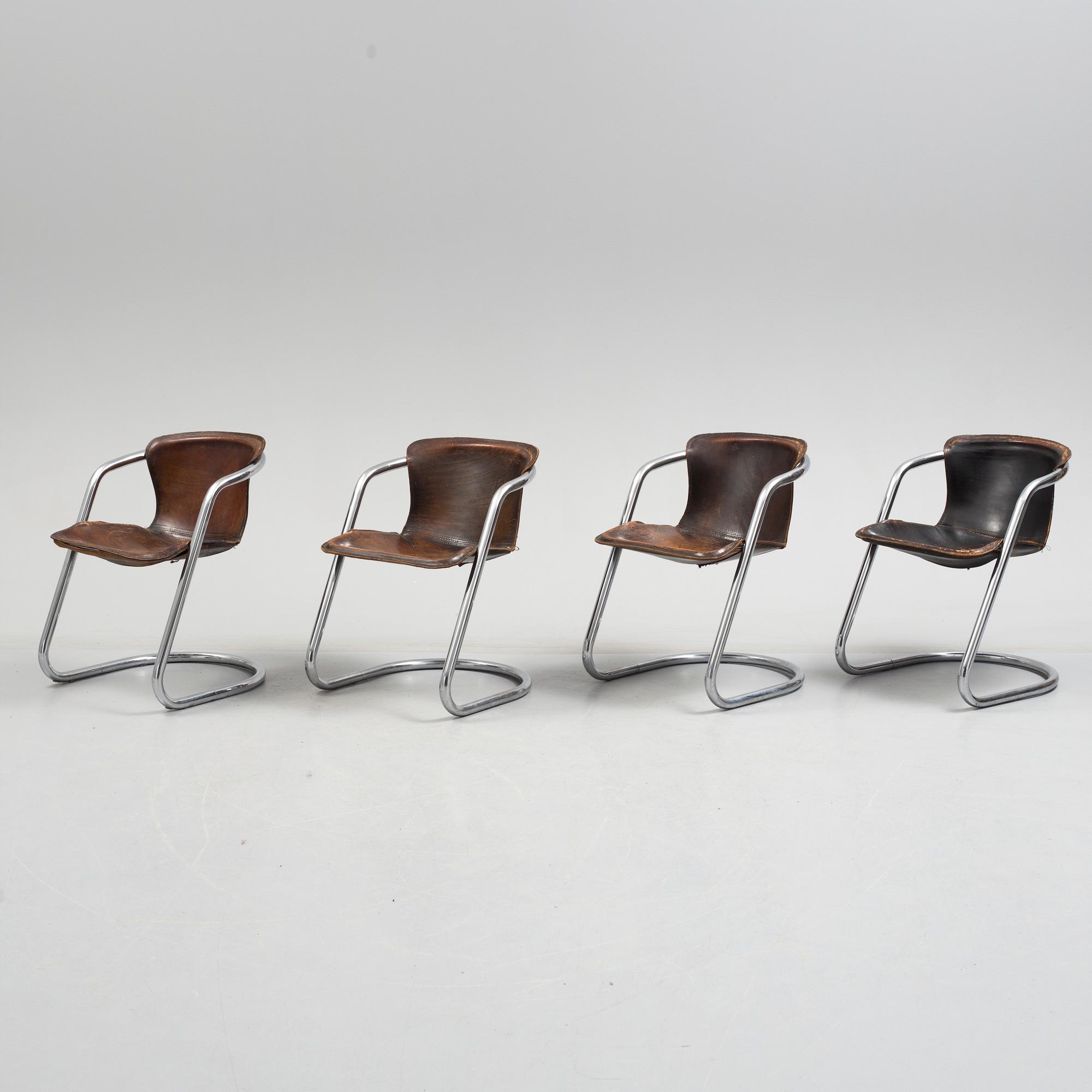 Four 1970s  'Cidue' chairs by Willy Rizzo, Italy.
