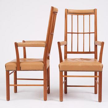 Josef Frank, a pair of mid-Century mahogany chairs, Svenskt Tenn Sweden, model nr 652.