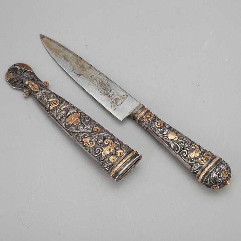 GAUCHOKNIV, silver, rostfritt stål. Argentina 1920/30-tal.