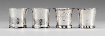 188. SUPKOPPAR, 4 st, silver,Daniel Hedberg och Gustaf I. Lyberg, Eksjö (v.1818-49 och 1821-58-).