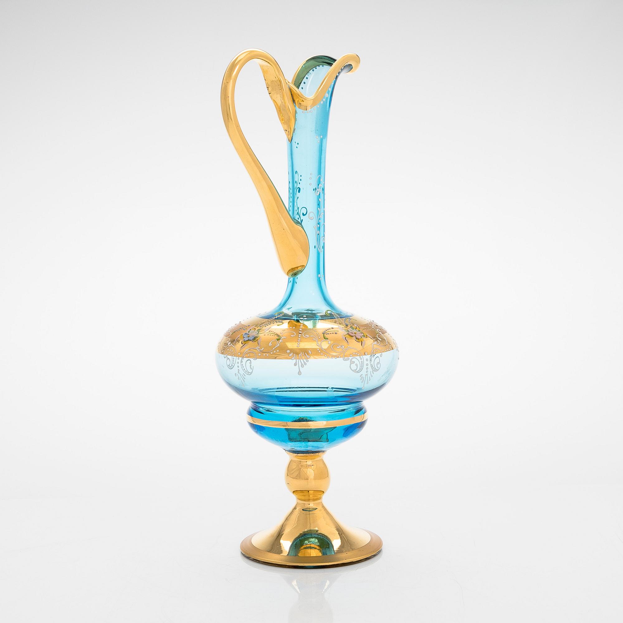 Karahvi ja kuusi juomalasia, Murano, 1900-luvun puoliväli.