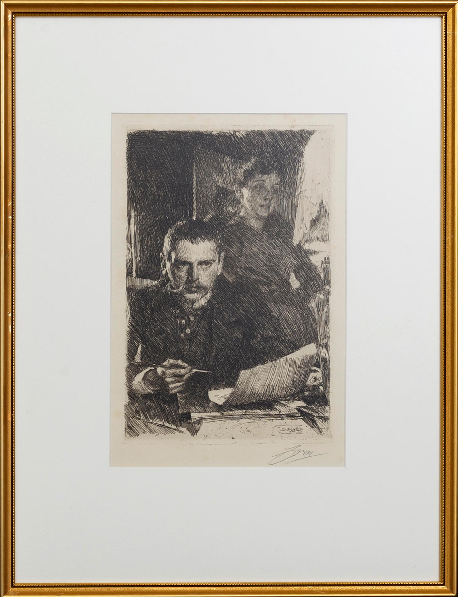 Anders Zorn, a signed etching from 1890.