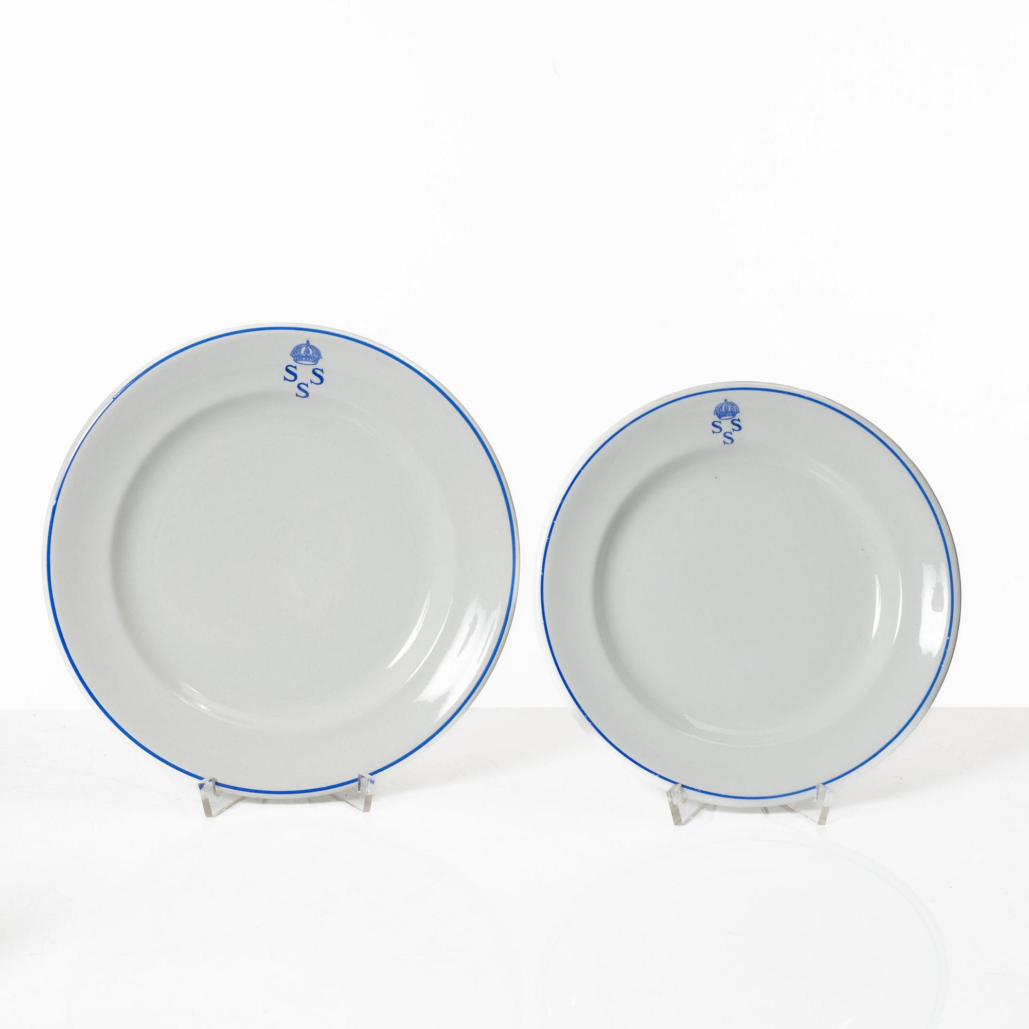 Matservis, 45 delar, porslin, "Kungliga Svenska Segelsällskapet", tillverkad för Nordiska Kompaniet, Rörstrand.