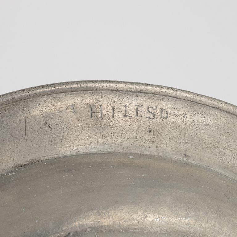 A group of eight Swedish pewter dishes, 18th-20th Century, including Mathias Norling, Jönköping, 1863.
