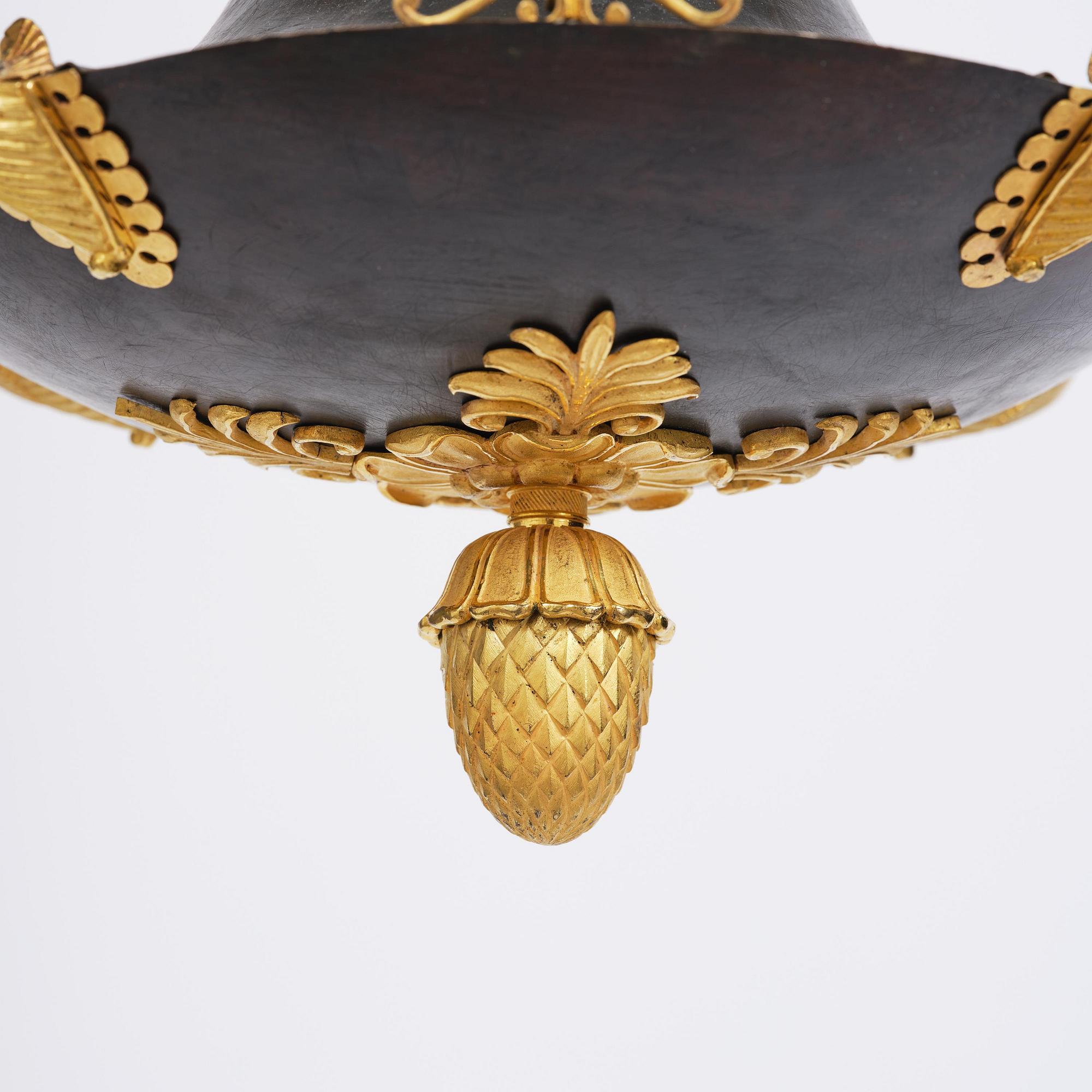 A Swedish Empire four-light hanging-lamp, first part of the 19th century.