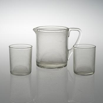 AINO AALTO, A PITCHER AND TWO GLASSES. Model 4059, Karhula 1937-1938.