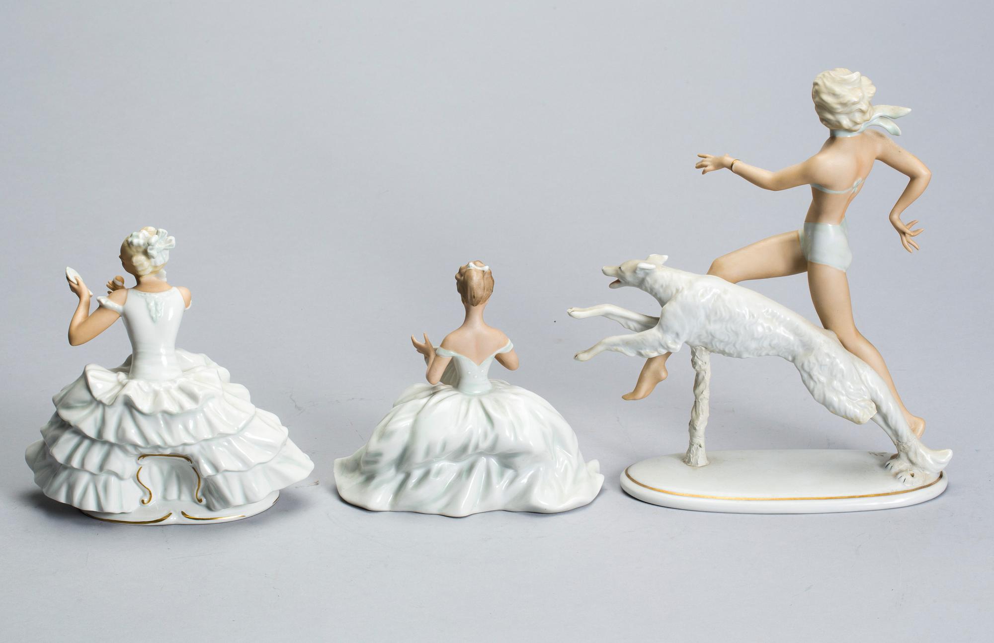 FIGURINER, 3 st, porslin, Schaubach och Wallendorf.