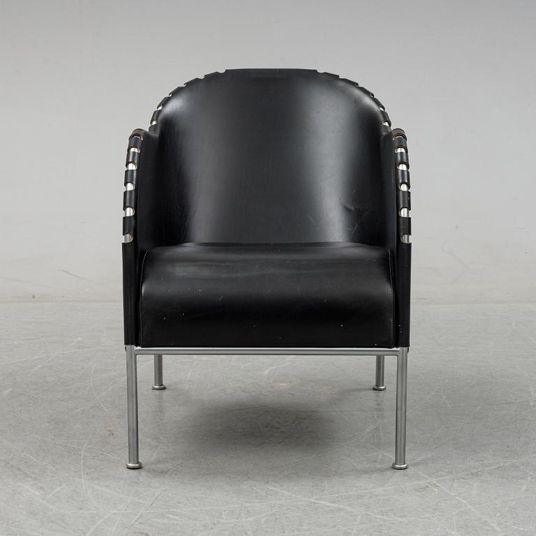 Mats Theselius, a 'Bruno' tubular steel and leather lounge chair, Källemo AB, designed in 1997.
