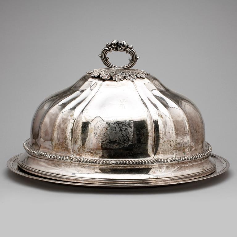 STEKHUV MED FAT, nysilver, rokokostil, troligen England, 1900-tal.