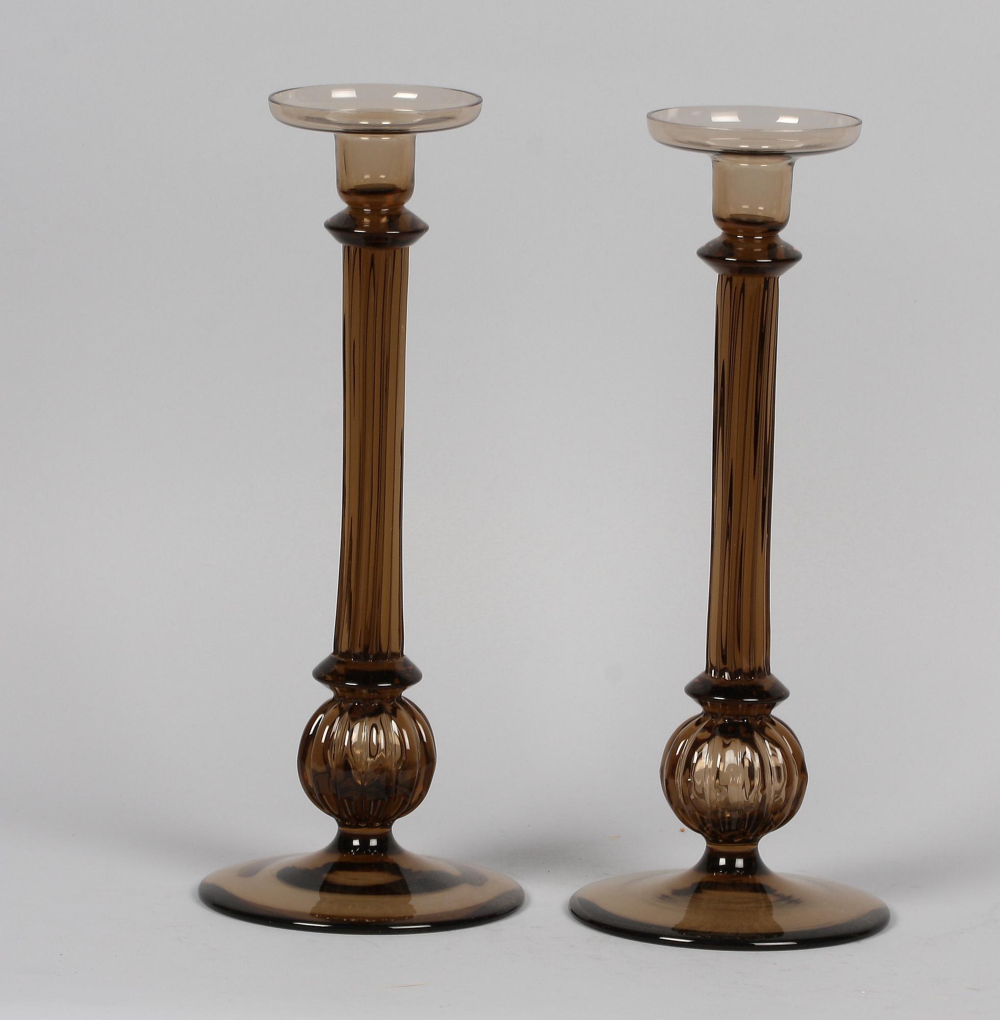 LJUSSTAKAR, ett par, glas, 1930-tal.