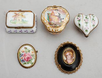 SAMLING, dosor, brosch och miniatyr, 1800-/1900-tal.