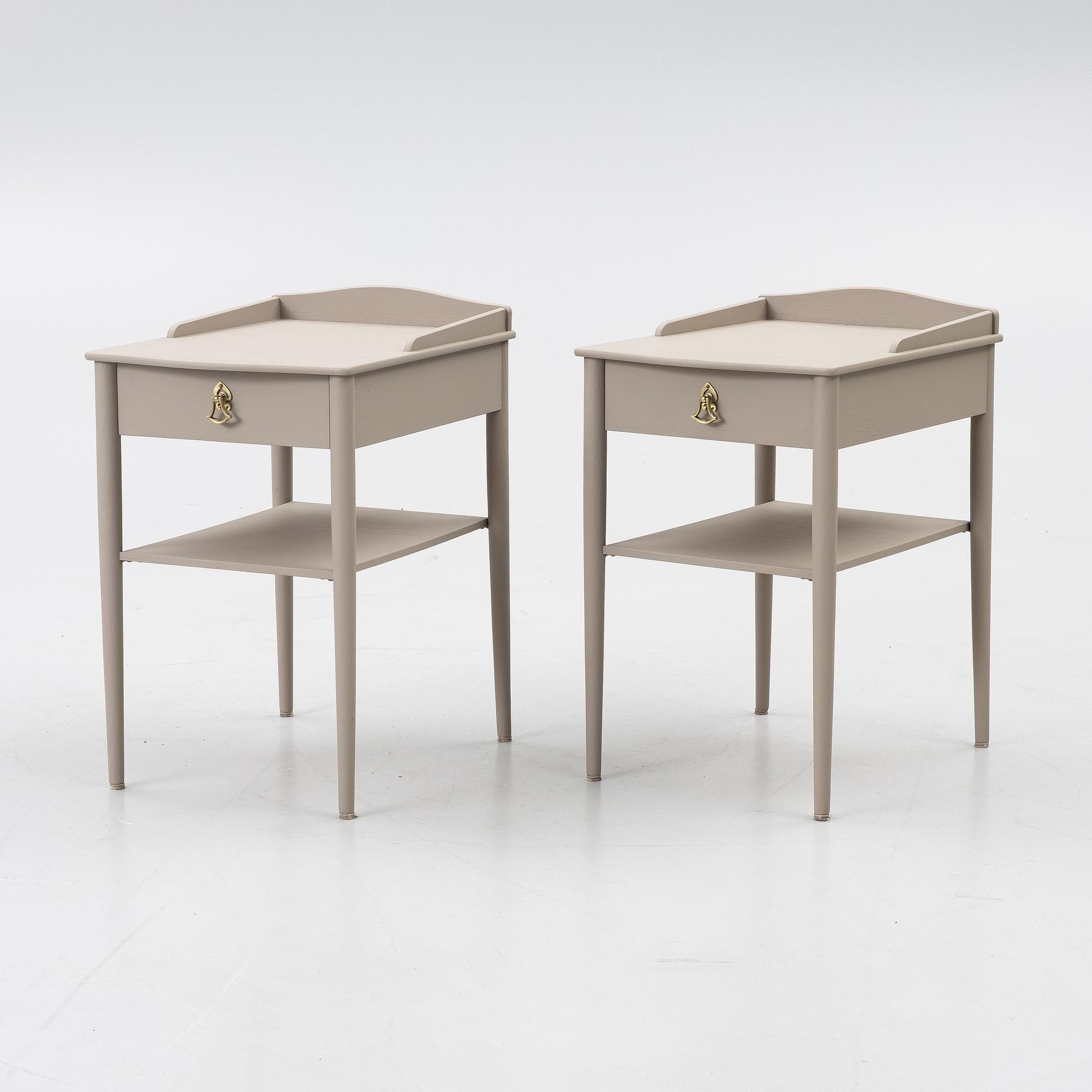 Sängbord ett par, Erik Andersson snickerifabrik, Rottne. 1900-talets slut,