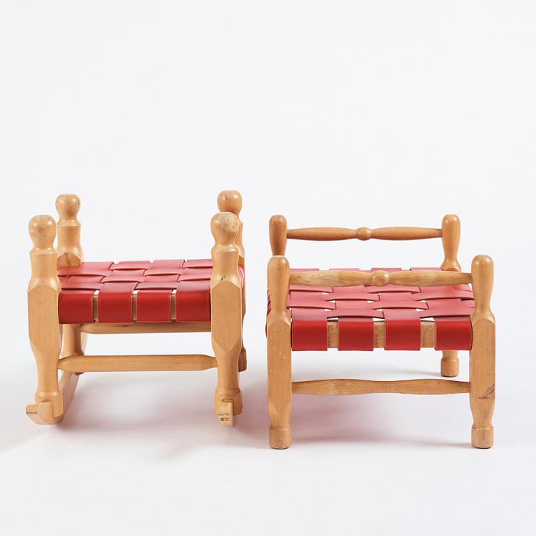 Erik Höglund, two stools, Boda Trä, Sweden 1960-70s.