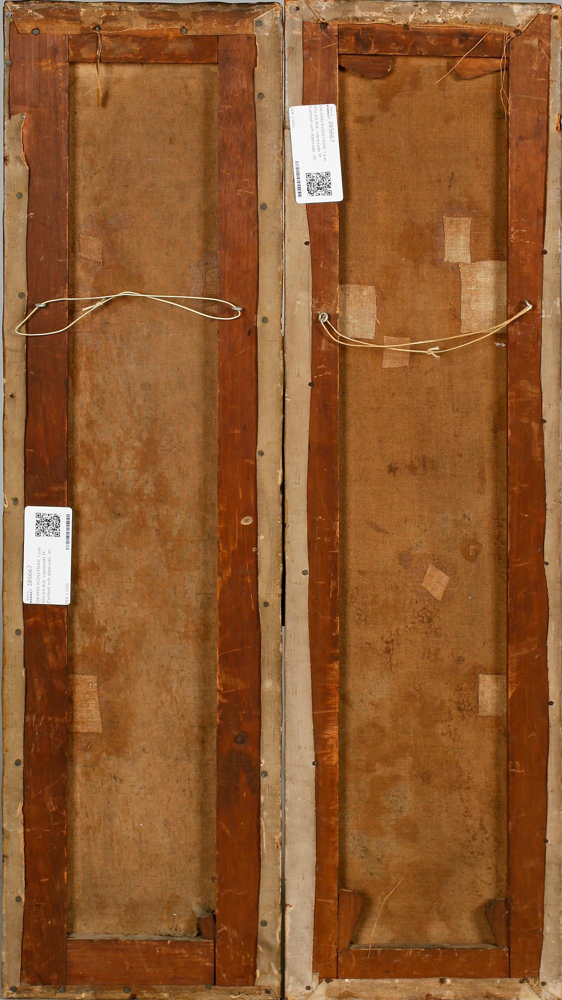 OKÄND KONSTNÄR, 1 par, olja på duk, signerade M. Cantrell och daterade -91.