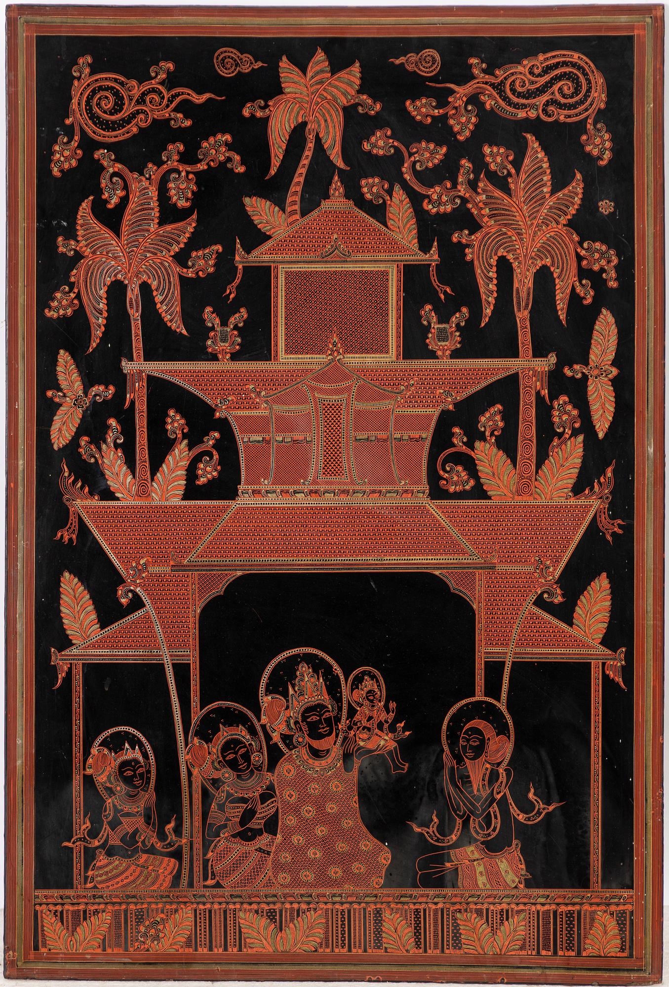 Lackarbete, Buddhas födelse, Burma (Myanmar), 1900-tal.