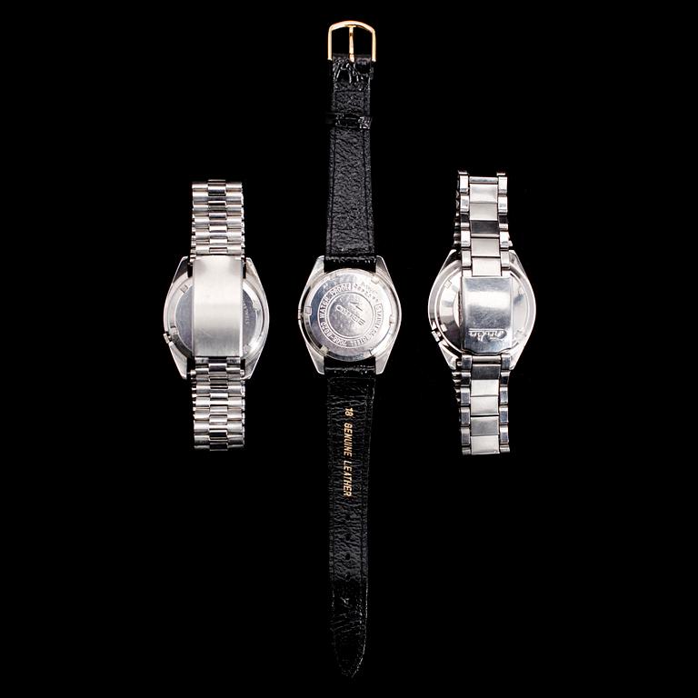 ARMBANDSUR, 3 st,stål, Seiko, 1900-talets andra hälft.