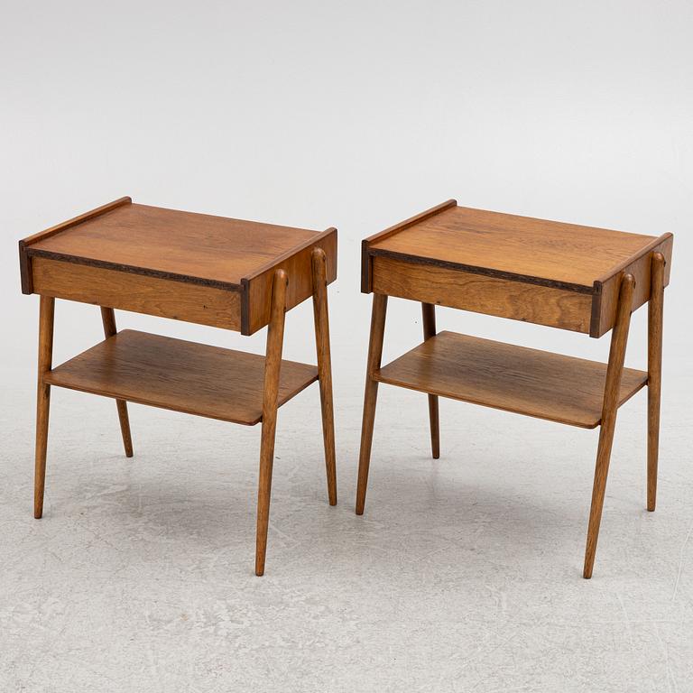 Bedside tables, a pair, teak, mid-20th century,.