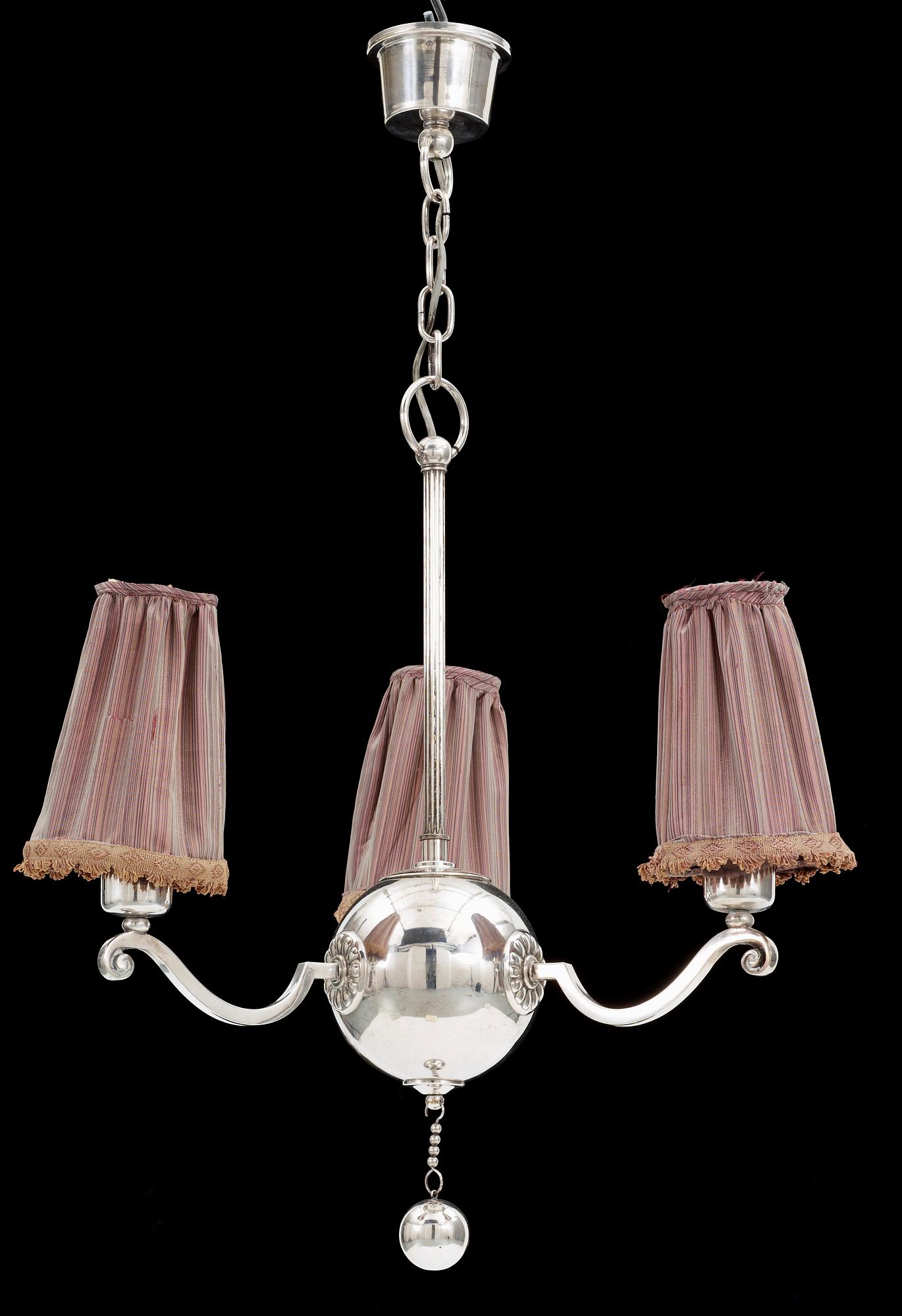 TAKLAMPA, nysilver, tillskriven Elis Bergh, CG Hallberg, 1920-tal. H 80.