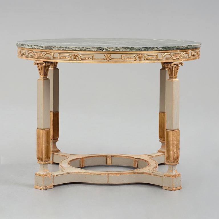 Axel Einar Hjorth, attributed to, a marble top Swedish Grace table, Nordiska Kompaniet 1920-30's.