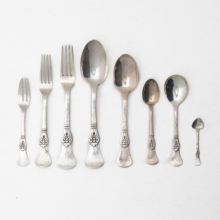 Bestickuppsättning, 75 delar, silver, bl a CF Heise, Köpenhamn 1928.