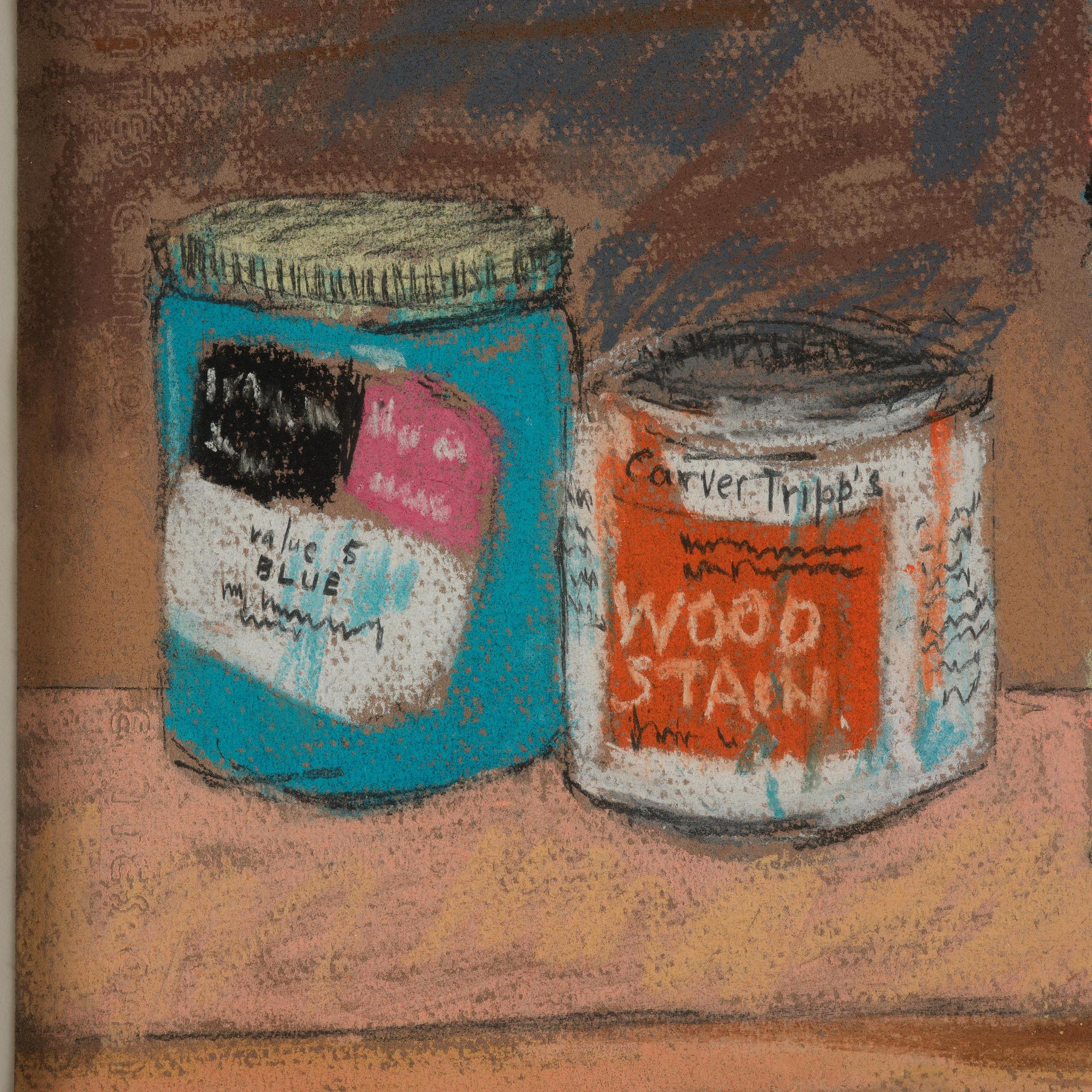 George Segal, "5 Paint Cans on Shelves 1".