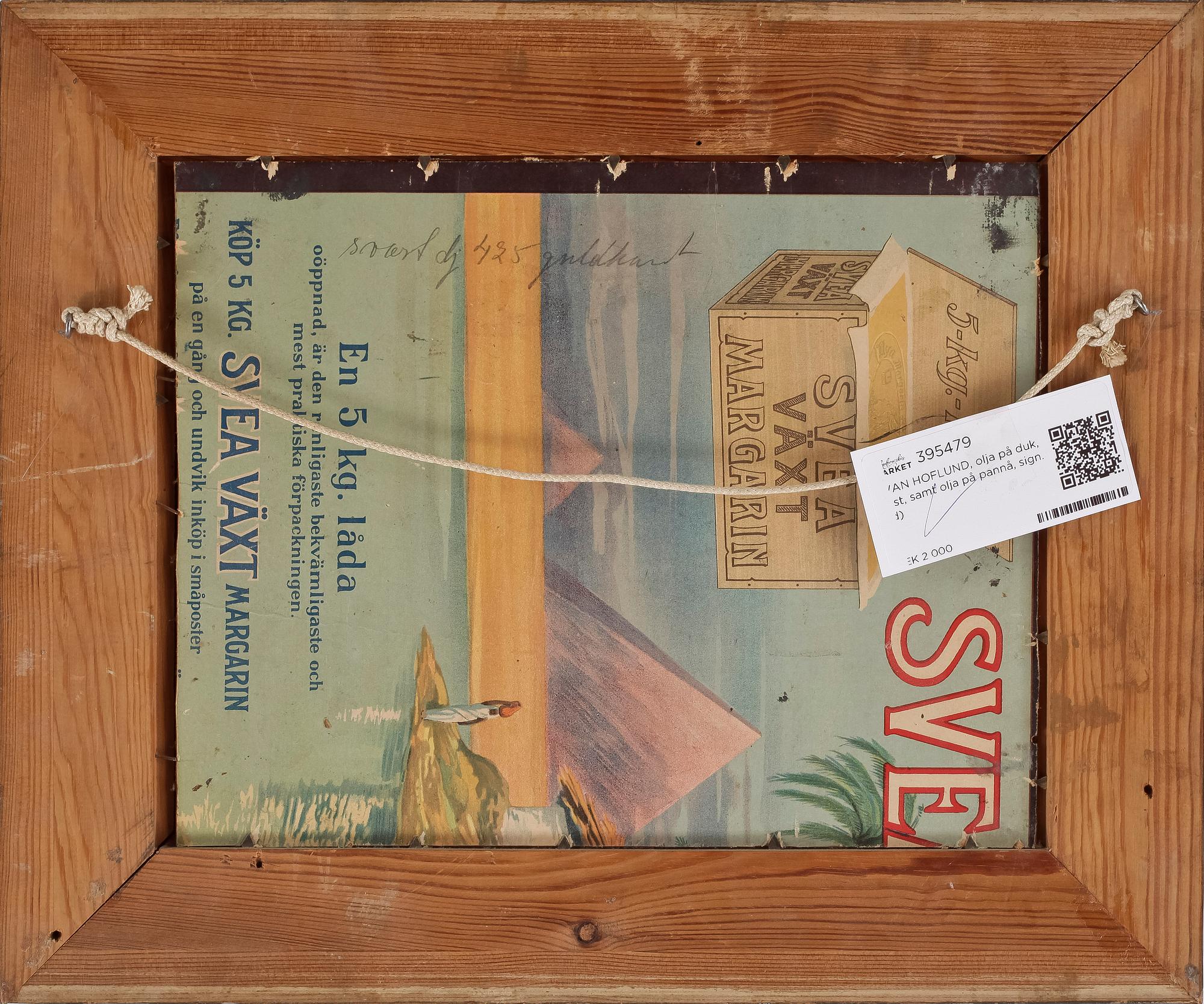 IVAN HOFLUND, olja på duk, 2 st, samt olja på pannå, sign.