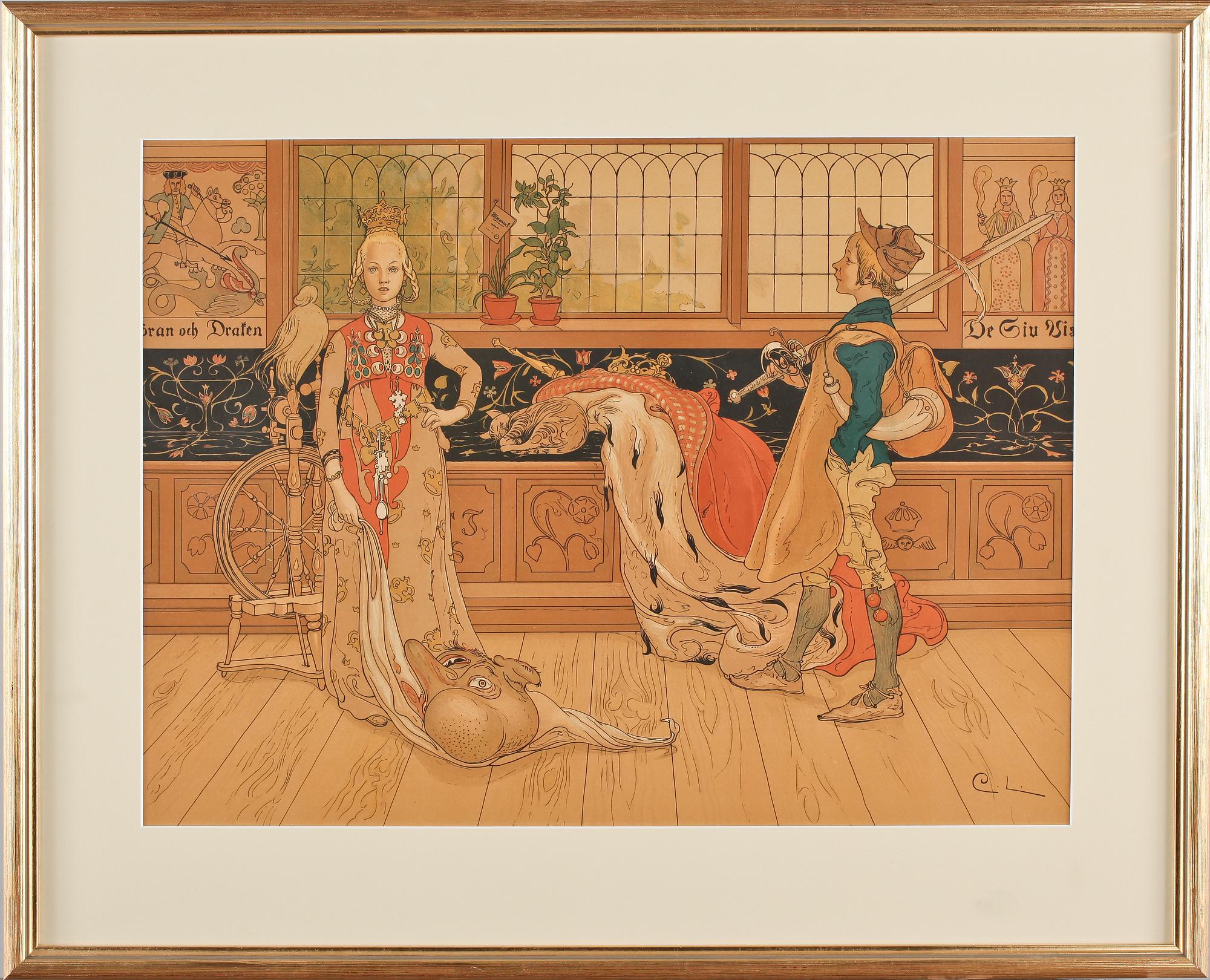 CARL LARSSON, färglitografi, signerad i tryck, utförd 1896.