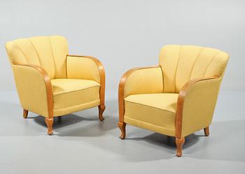 FÅTÖLJER, ett par, art déco, 1900-talets andra kvartal.