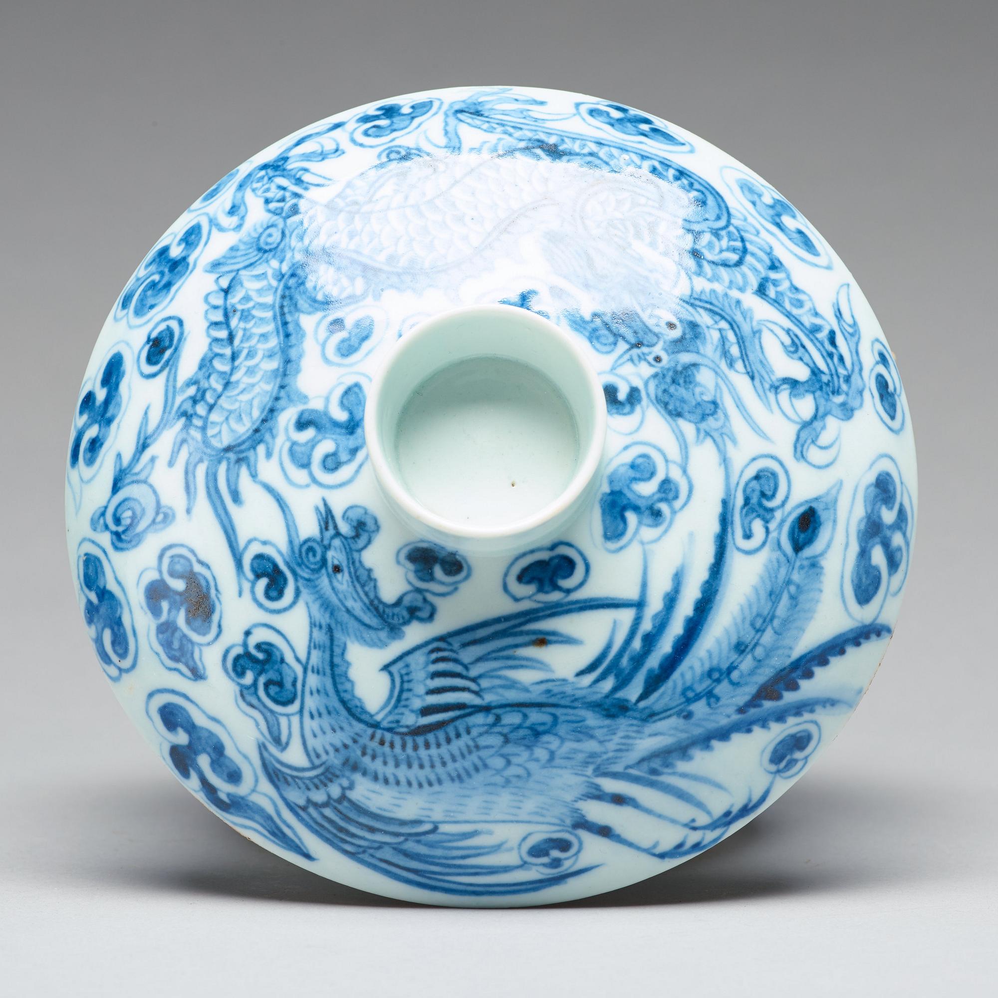 SKÅL och LOCK, porslin. Korea, Choson, 1800-tal.