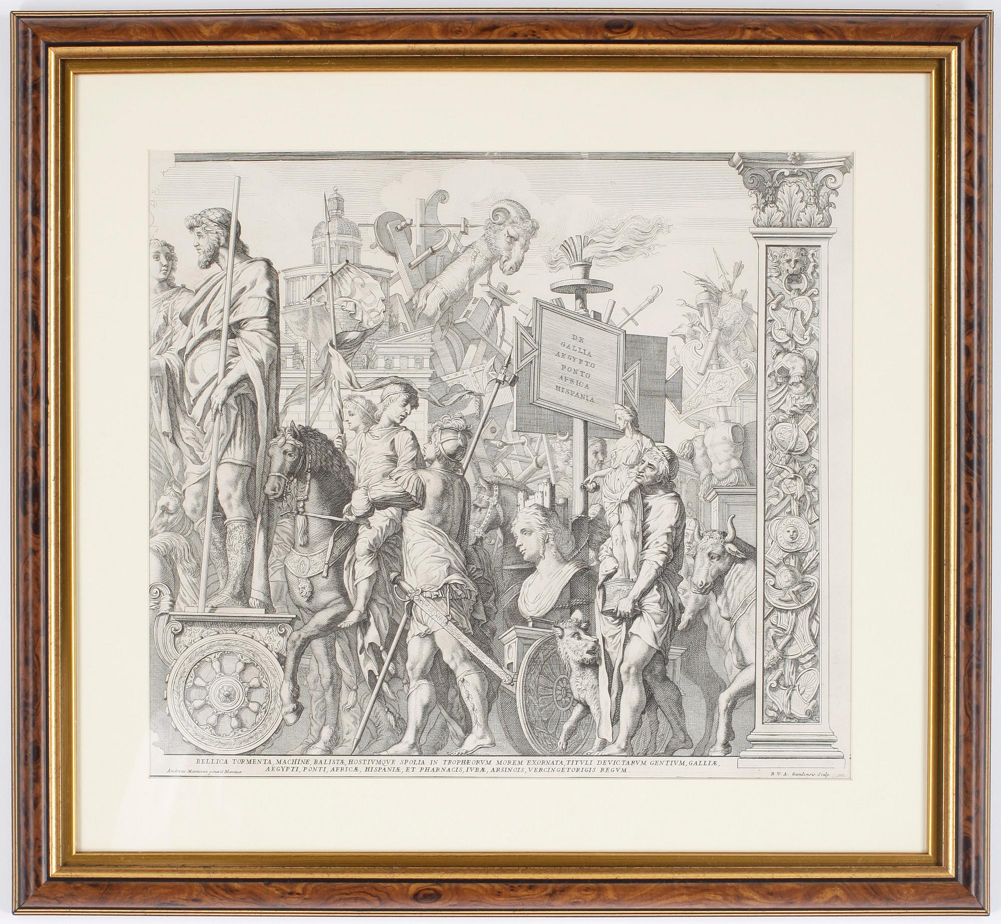 ROBERT DE AUDENAERDE, kopparstick.  Efter Andrea Mantegna. Signerad R.VA i plåten.