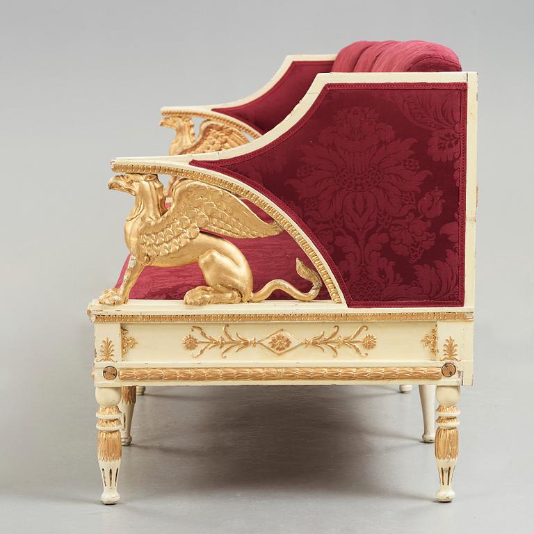 A late Gustavian early 19th century sofa attributed to Ephraim Ståhl, master in Stockholm 1794-1820.